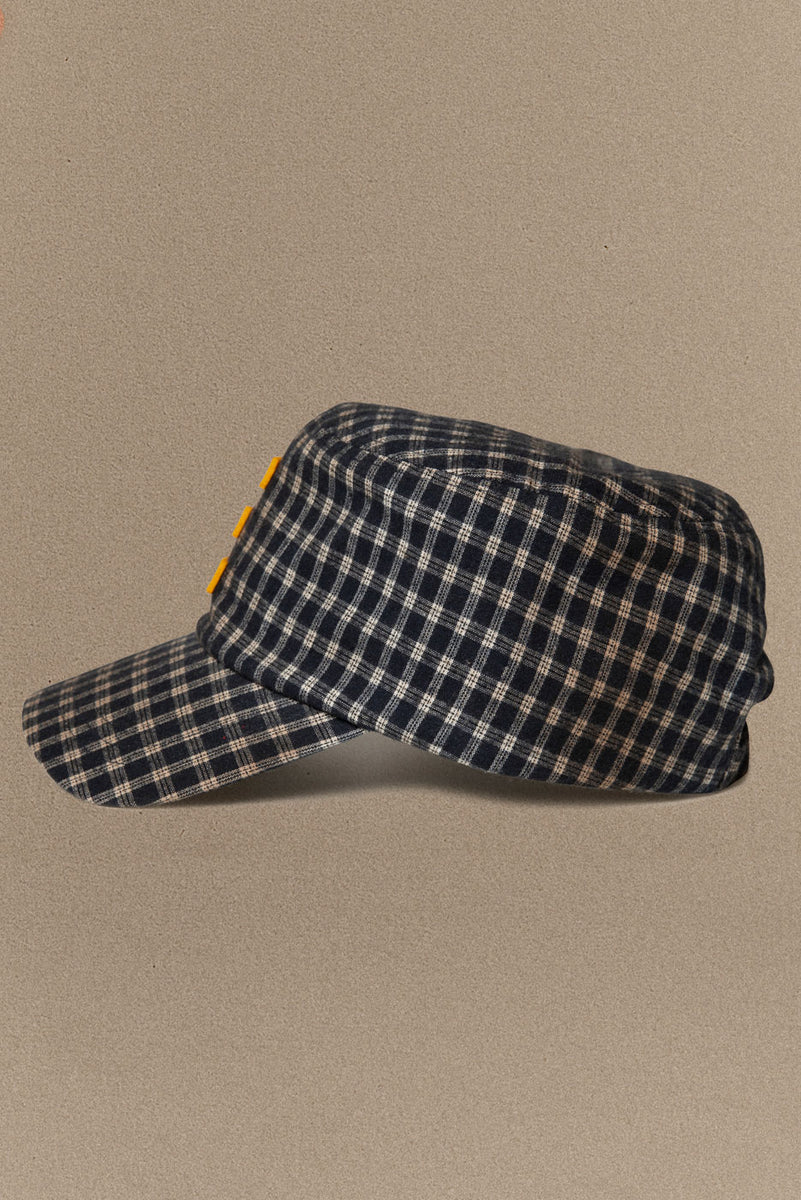 Woven Houndstooth Cadet Cap with Button Detail - Yellow & Gray Billabong gray cadet cap - Gem main image 2