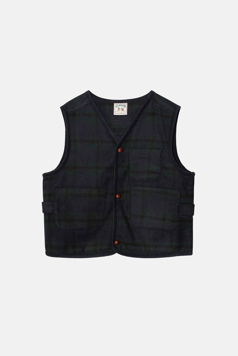 HUNTERS VEST in NAVY QUEST PLAID – Elwood Clothing