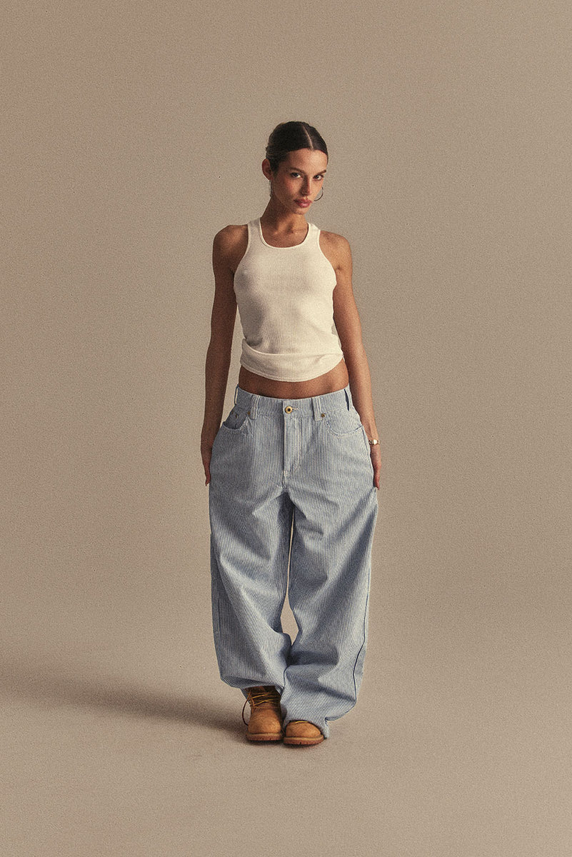 PINSTRIPE PANT in BLUE PINSTRIPE – Elwood Clothing