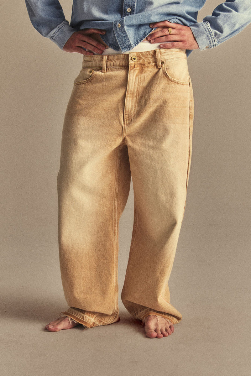 RELEASED HEM BAGGY DENIM PANT in KHAKI – Elwood Clothing