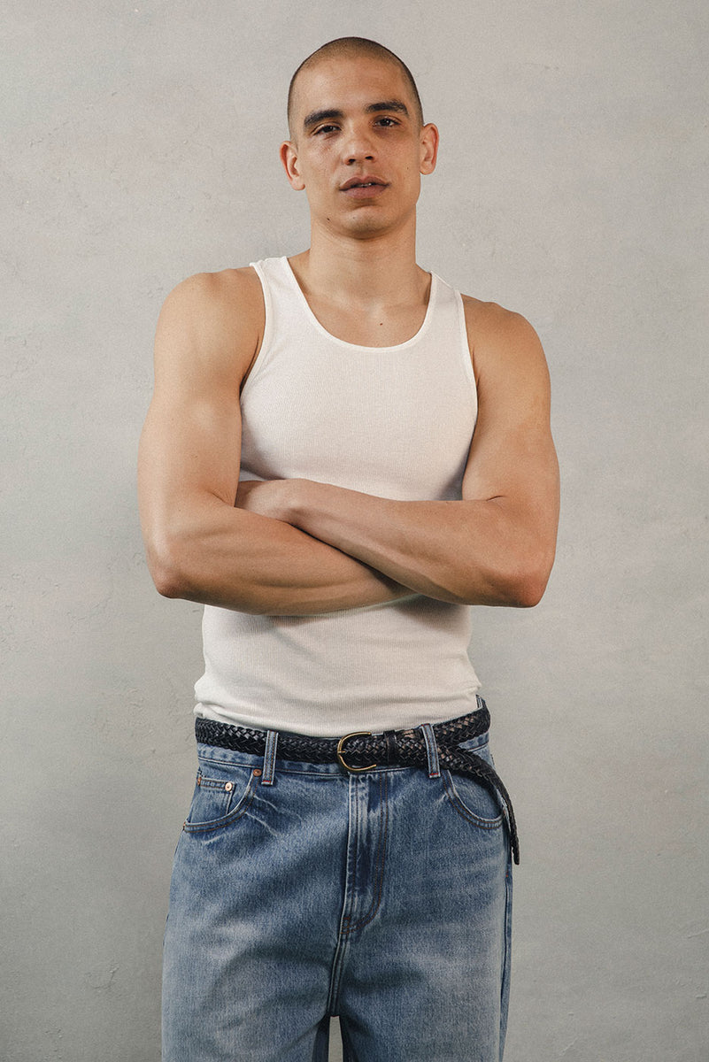 MALIBU TANK in AGED WHITE RIB – Elwood Clothing