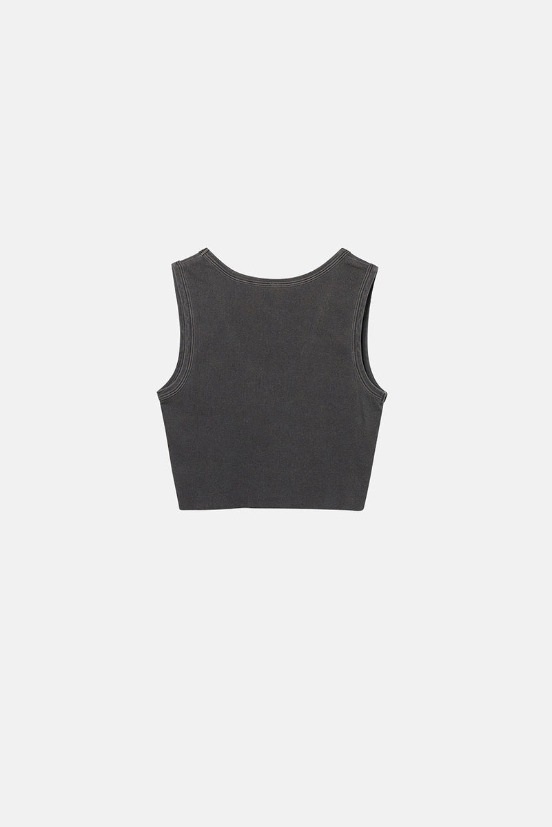 Basic Black Tank Rib Crop Top (X-Small) : : Clothing