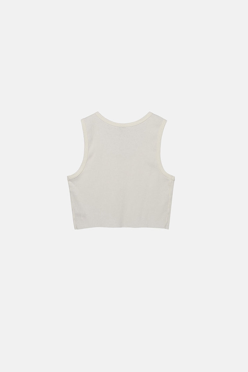 MALIBU CROP TANK in AGED WHITE RIB – Elwood Clothing