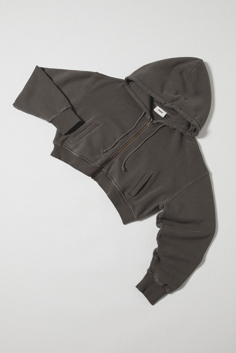 BABYDOLL CROP ZIP HOODIE in VINTAGE GREY – Elwood Clothing