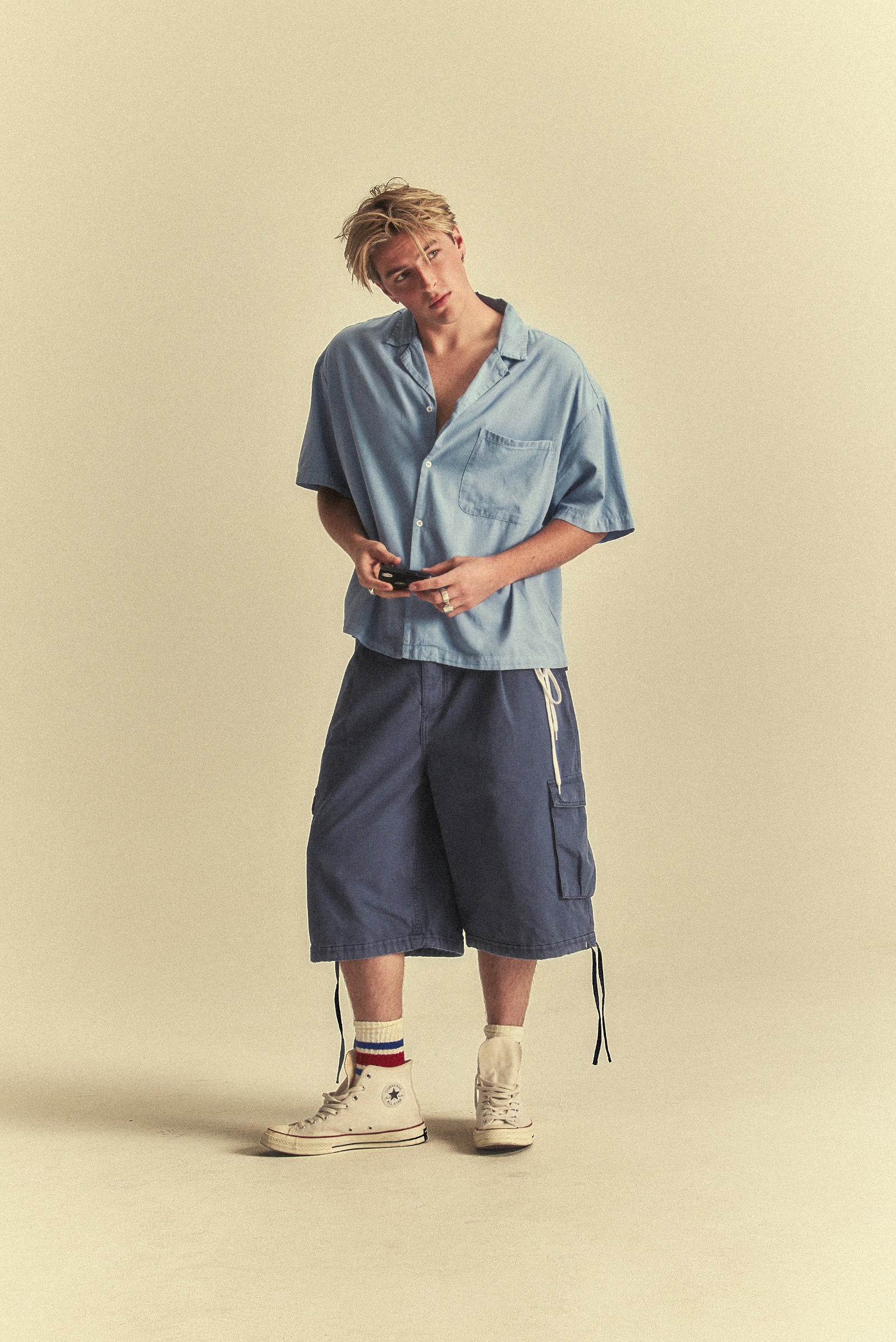 BAGGY CARGO SHORT in DARK BLUE – Elwood Clothing