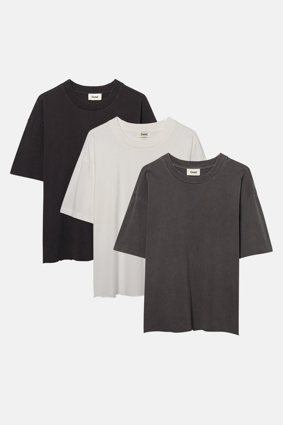 OVERSIZED CROP CORE TEE 3 PACK in VINTAGE BLACK + GREY + WHITE – Elwood  Clothing