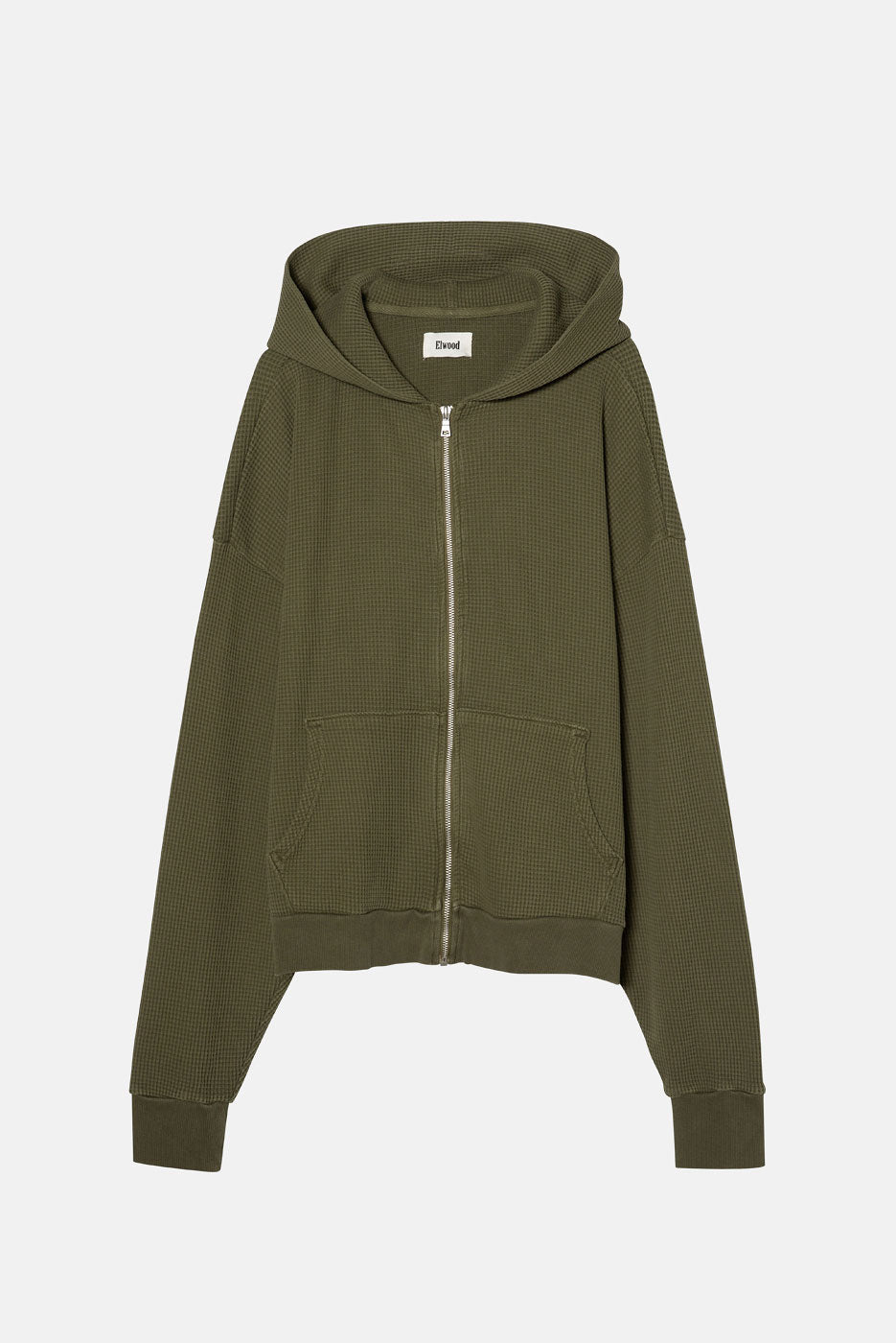 THERMAL ZIP HOODIE in VINTAGE OLIVE Elwood Clothing