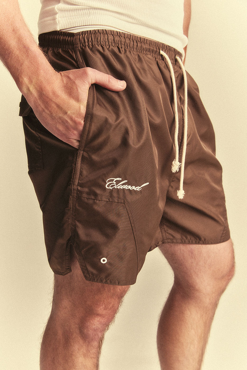 OLYMPIC NYLON SHORT in DULL BROWN – Elwood Clothing