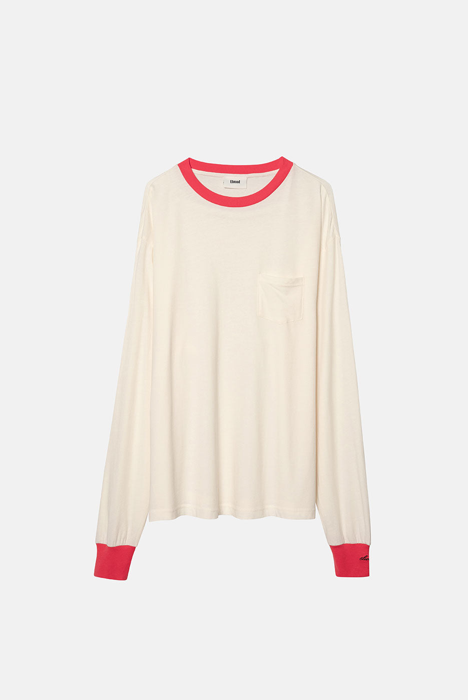 TROPHY RINGER LS TEE in FIELD WHITE/FIRE TRUCK – Elwood Clothing