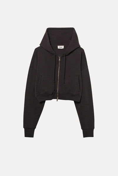 Cropped zip clearance up hoodie black