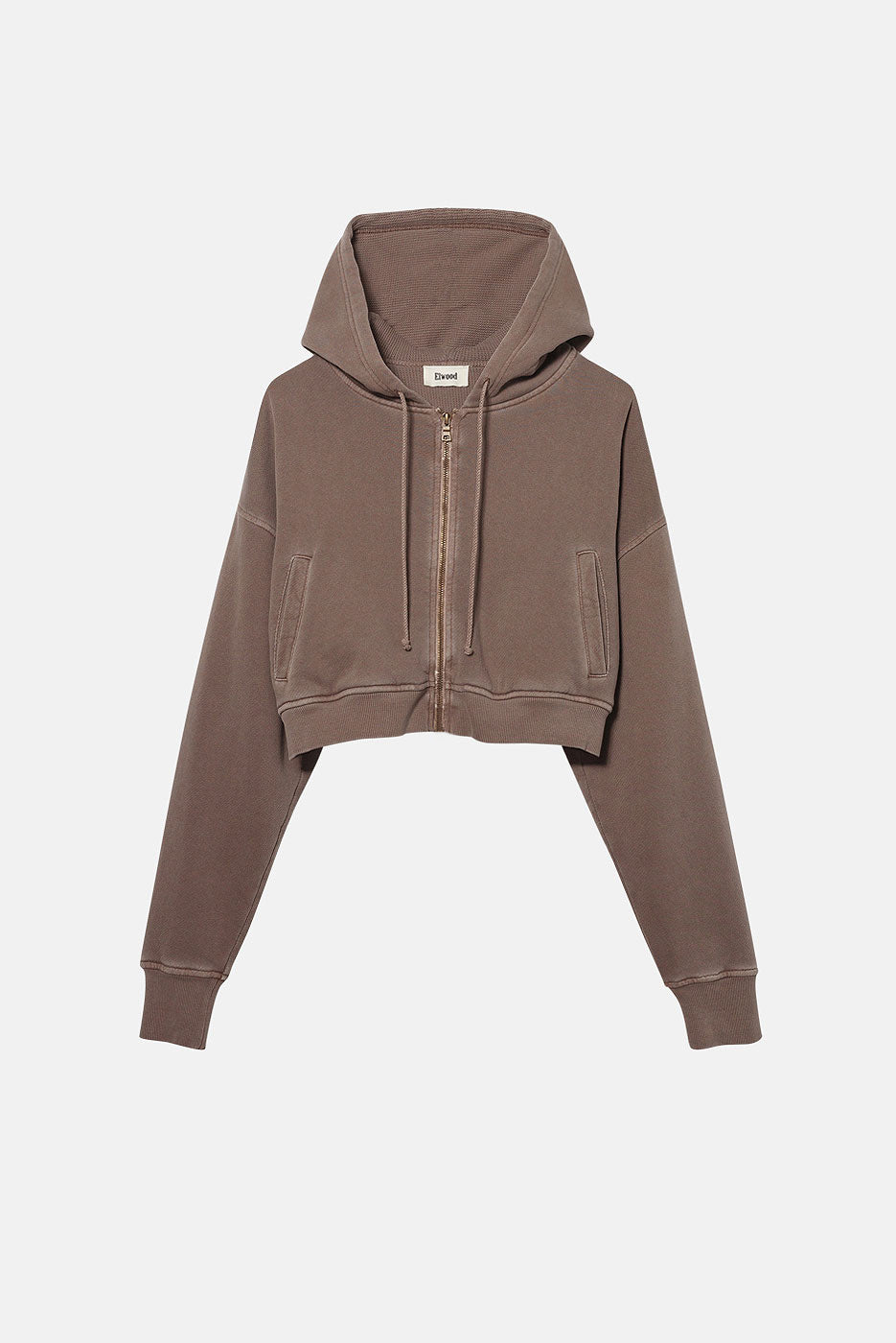 BABYDOLL CROP ZIP THERMAL HOODIE in VINTAGE BROWN – Elwood Clothing