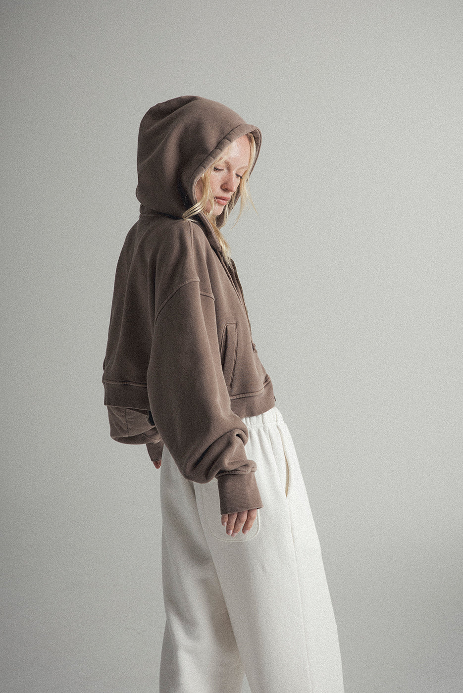 BABYDOLL CROP ZIP HOODIE