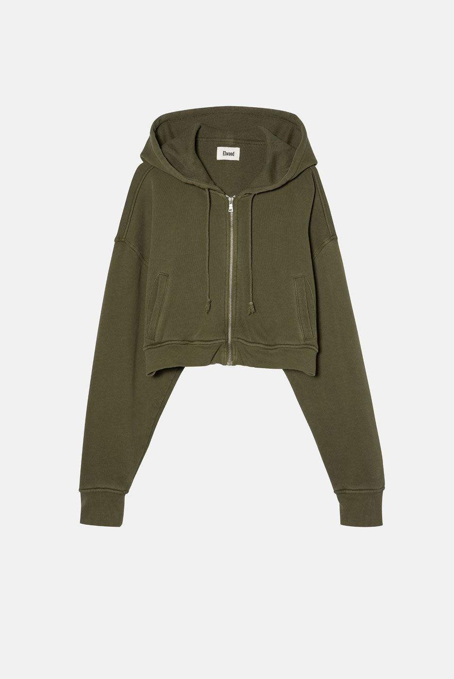 BABYDOLL CROP ZIP HOODIE in VINTAGE OLIVE – Elwood Clothing