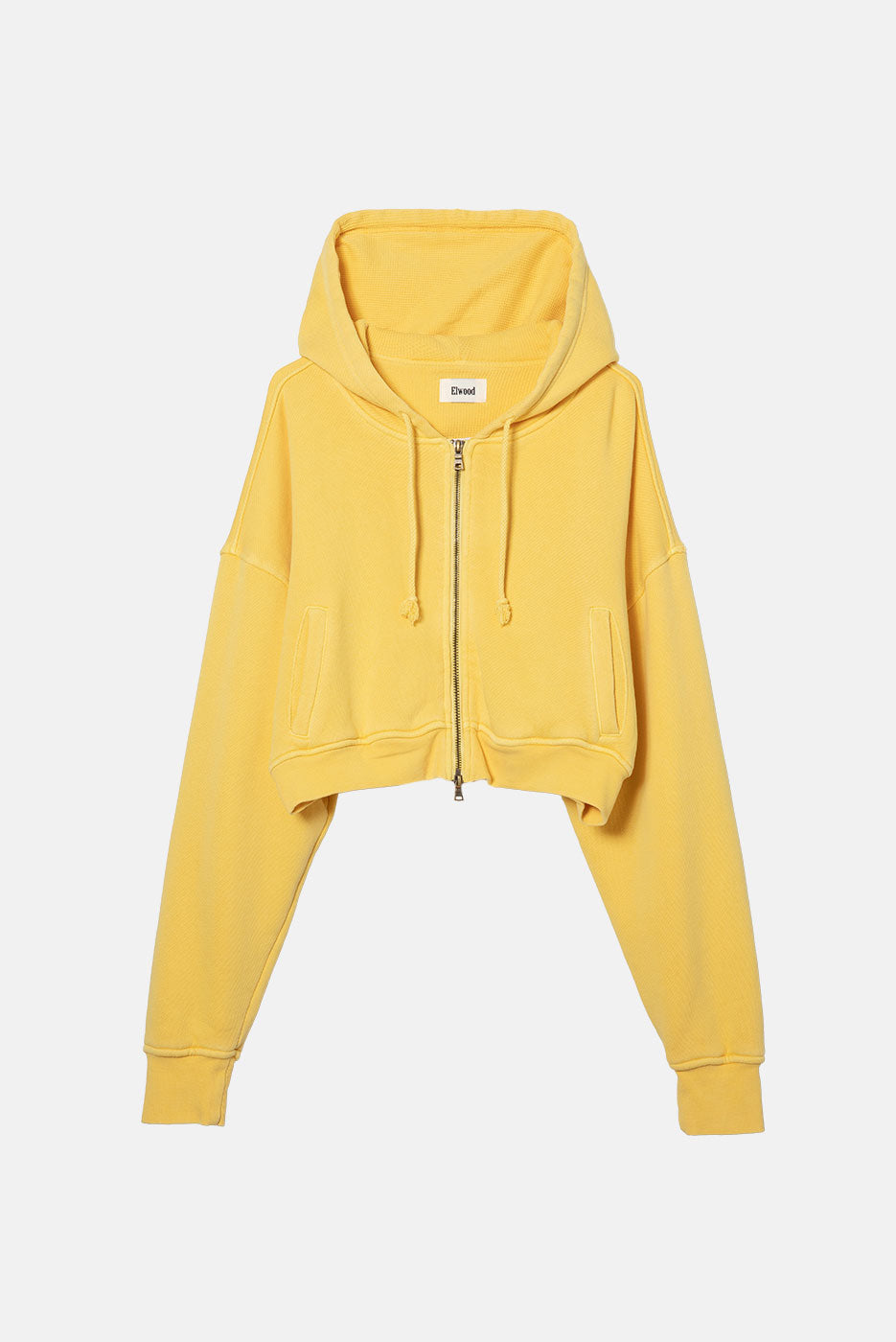 Yellow cropped hoodie sale