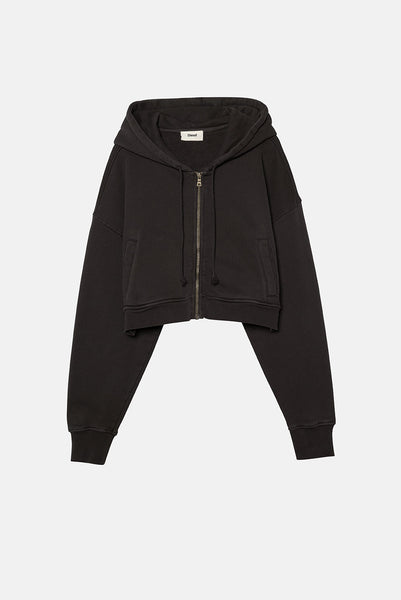 BABYDOLL CROP ZIP HOODIE 2.0 in VINTAGE BLACK – Elwood Clothing