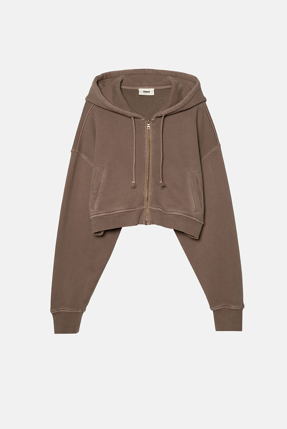 BABYDOLL CROP ZIP HOODIE in VINTAGE BROWN – Elwood Clothing